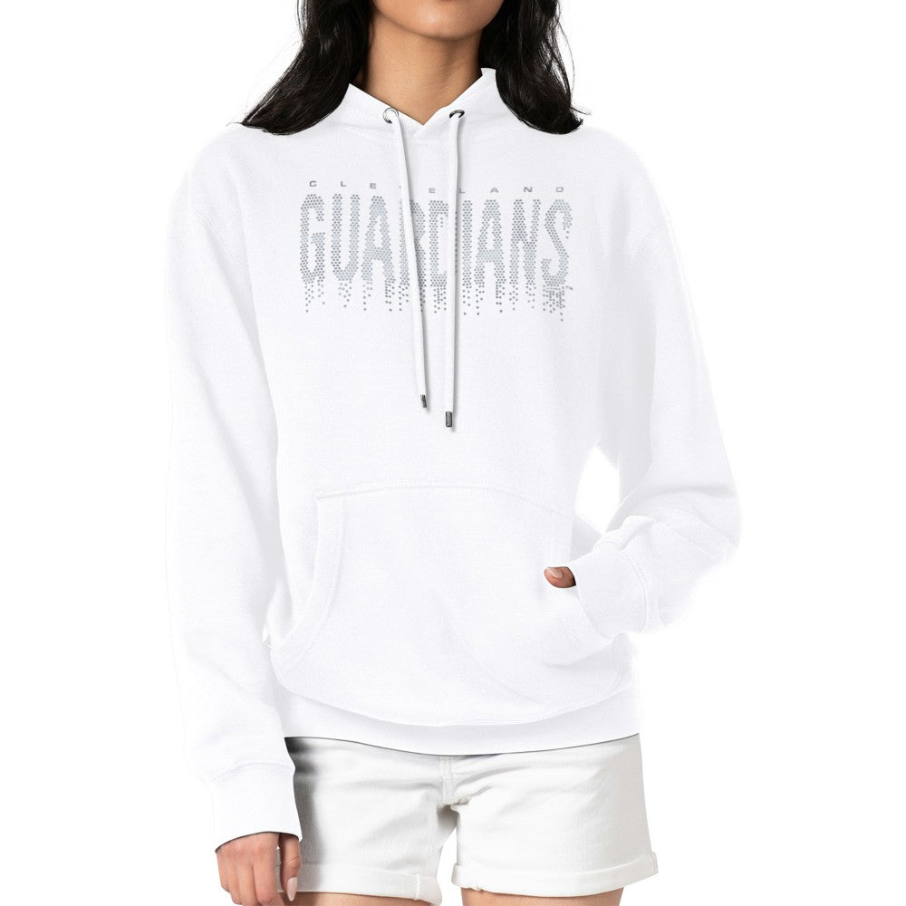 Cleveland Guardians G-III 4Her by Carl Banks Women's Metallic Drop Fleece Hoodie - White Hoodies