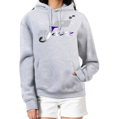 Utah Jazz G-III 4Her by Carl Banks Women's Shadow Logo Tri-Blend Fleece Hoodie Gray