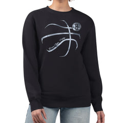 Brooklyn Nets G-III 4Her by Carl Banks Women's Metallic Print Basketball Sketch Fleece Sweatshirt Black