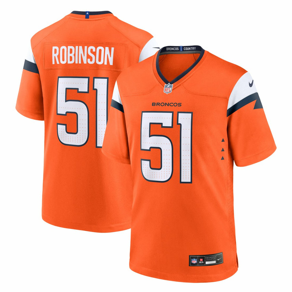 NFL Que Robinson Denver Broncos Team Game Jersey - Orange