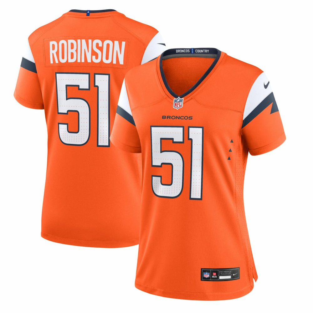NFL Que Robinson Denver Broncos Women's Team Game Jersey - Orange