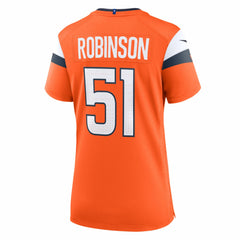NFL Que Robinson Denver Broncos Women's Team Game Jersey - Orange