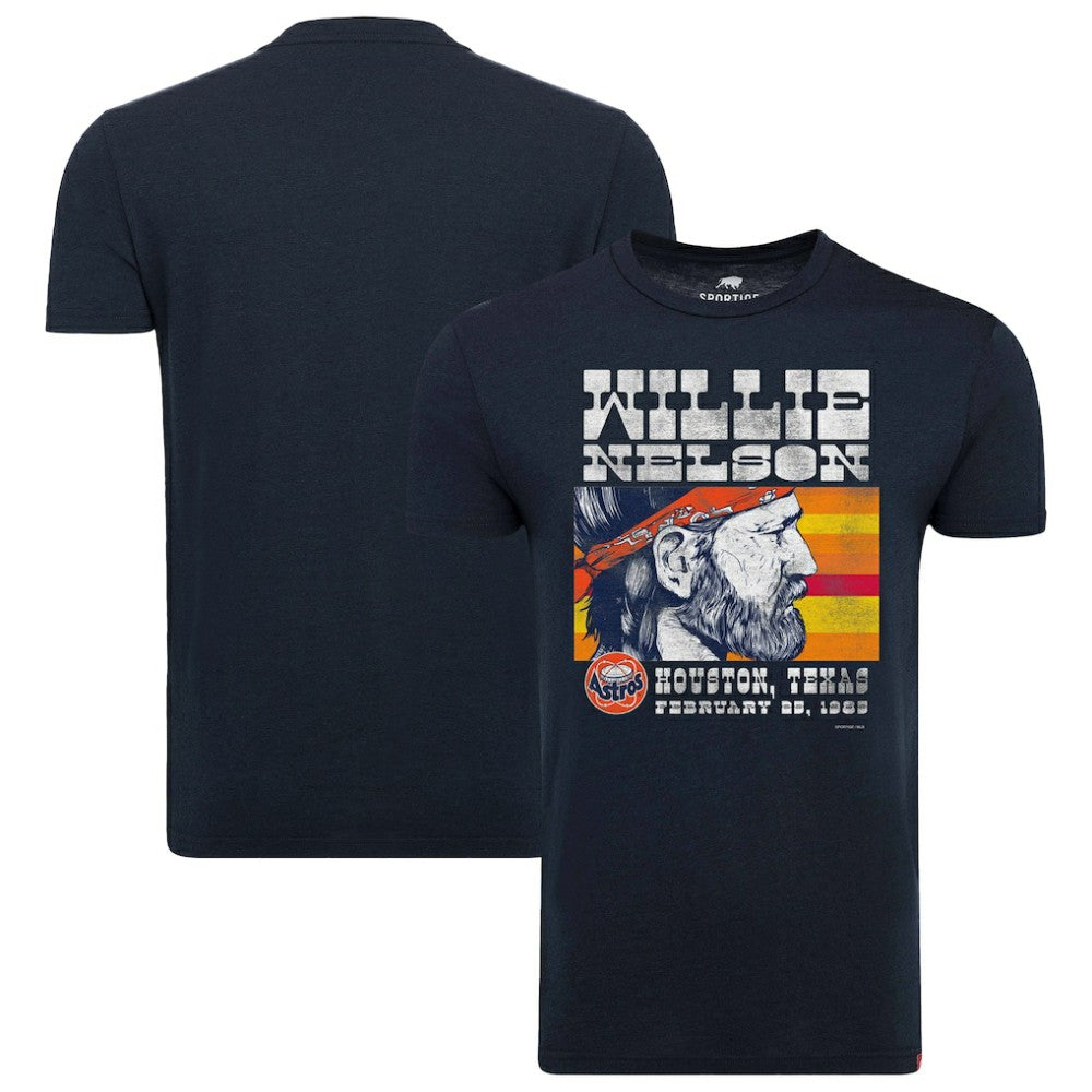 Houston Astros x Willie Nelson Sportiqe Unisex Comfy Tri-Blend T-Shirt - Navy T-shirts