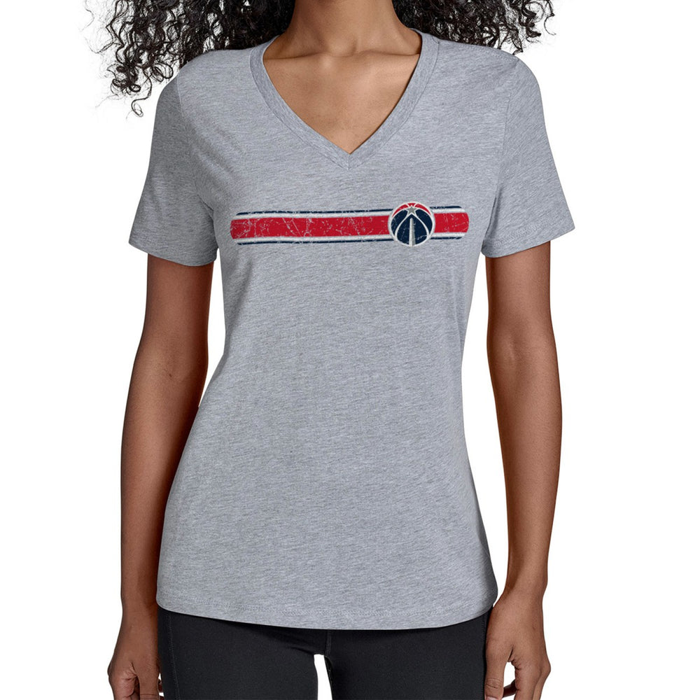 Washington Wizards Starter Women's Team Stripe V-Neck T-Shirt Gray
