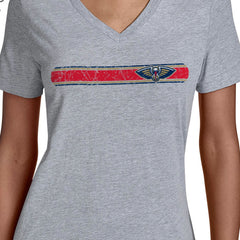 New Orleans Pelicans Starter Women's Team Stripe V-Neck T-Shirt Gray