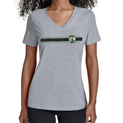 Boston Celtics Starter Women's Team Stripe V-Neck T-Shirt Gray