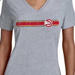 Atlanta Hawks Starter Women's Team Stripe V-Neck T-Shirt Gray