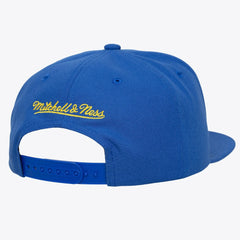 Golden State Warriors Hardwood Classics Old School Stacked Text Snapback Hat Royal