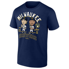 Jackson Chourio & Christian Yelich Milwaukee Brewers Player Duo T-Shirt - Navy T-shirts