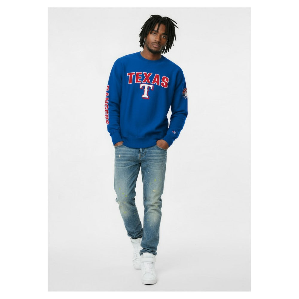 Texas Rangers Champion Reverse Weave Chenille Sweatshirt - Royal Sweatshirts