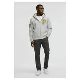 Pittsburgh Pirates Champion Reverse Weave Chenille Full-Zip Hoodie - Heather Gray Hoodies