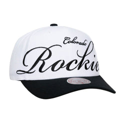 Colorado Rockies Mitchell & Ness Unisex XL Script Pro Crown Snapback Hat - White/Black Hats