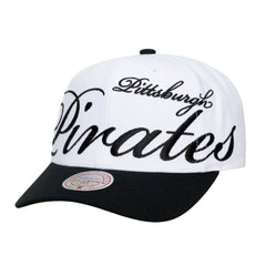 Pittsburgh Pirates Mitchell & Ness Unisex XL Script Pro Crown Adjustable Hat - White/Black Hats