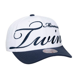 Minnesota Twins Mitchell & Ness Unisex XL Script Pro Crown Adjustable Hat - White/Navy Hats