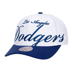 Los Angeles Dodgers Mitchell & Ness Unisex XL Script Pro Crown Snapback Hat - White/Royal Hats