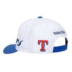 Texas Rangers Mitchell & Ness Unisex XL Script Pro Crown Adjustable Hat - White/Royal Hats