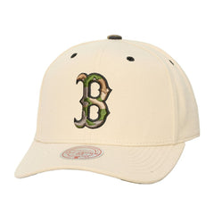 Boston Red Sox Mitchell & Ness Unisex Camo Logo Pro Crown Snapback Hat - Cream Hats