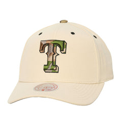 Texas Rangers Mitchell & Ness Unisex Camo Logo Pro Crown Snapback Hat - Cream Hats