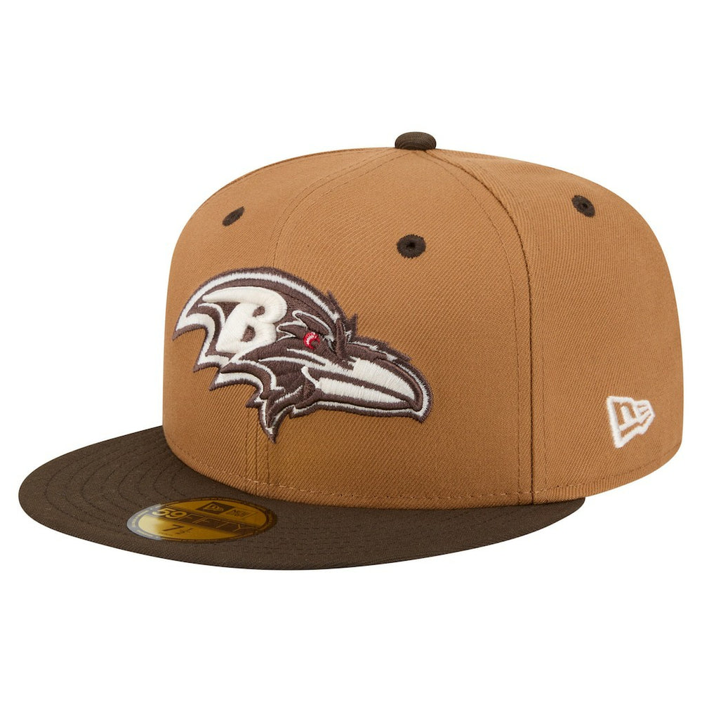Baltimore Ravens New Era Two-Tone Walnut 59FIFTY Fitted Hat Light Brown/Dark Brown