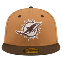 Miami Dolphins New Era Two-Tone Walnut 59FIFTY Fitted Hat Light Brown/Dark Brown