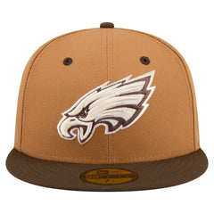 Philadelphia Eagles New Era Two-Tone Walnut 59FIFTY Fitted Hat Light Brown/Dark Brown