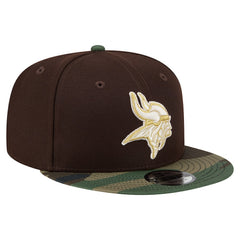 Minnesota Vikings Adult Burnt Wood Camo 9FIFTY Snapback Hat Dark Brown