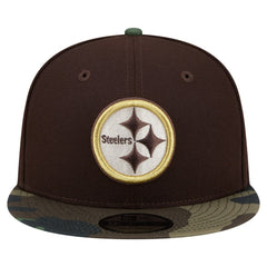 Pittsburgh Steelers Adult Burnt Wood Camo 9FIFTY Snapback Hat Dark Brown