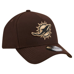 Miami Dolphins New Era Burnt Wood A-Frame 9FORTY Adjustable Hat Dark Brown