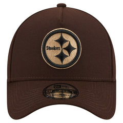 Pittsburgh Steelers New Era Burnt Wood A-Frame 9FORTY Adjustable Hat Dark Brown