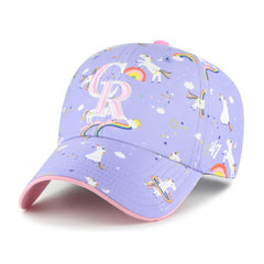 Colorado Rockies '47 Girls Youth Unicorn Clean Up Adjustable Hat - Lavender Hats
