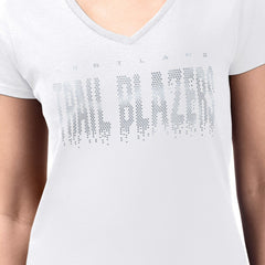 Portland Trail Blazers G-III 4Her by Carl Banks Women's Super-Slim-Fit Metallic Drop Lightweight V-Neck T-Shirt White