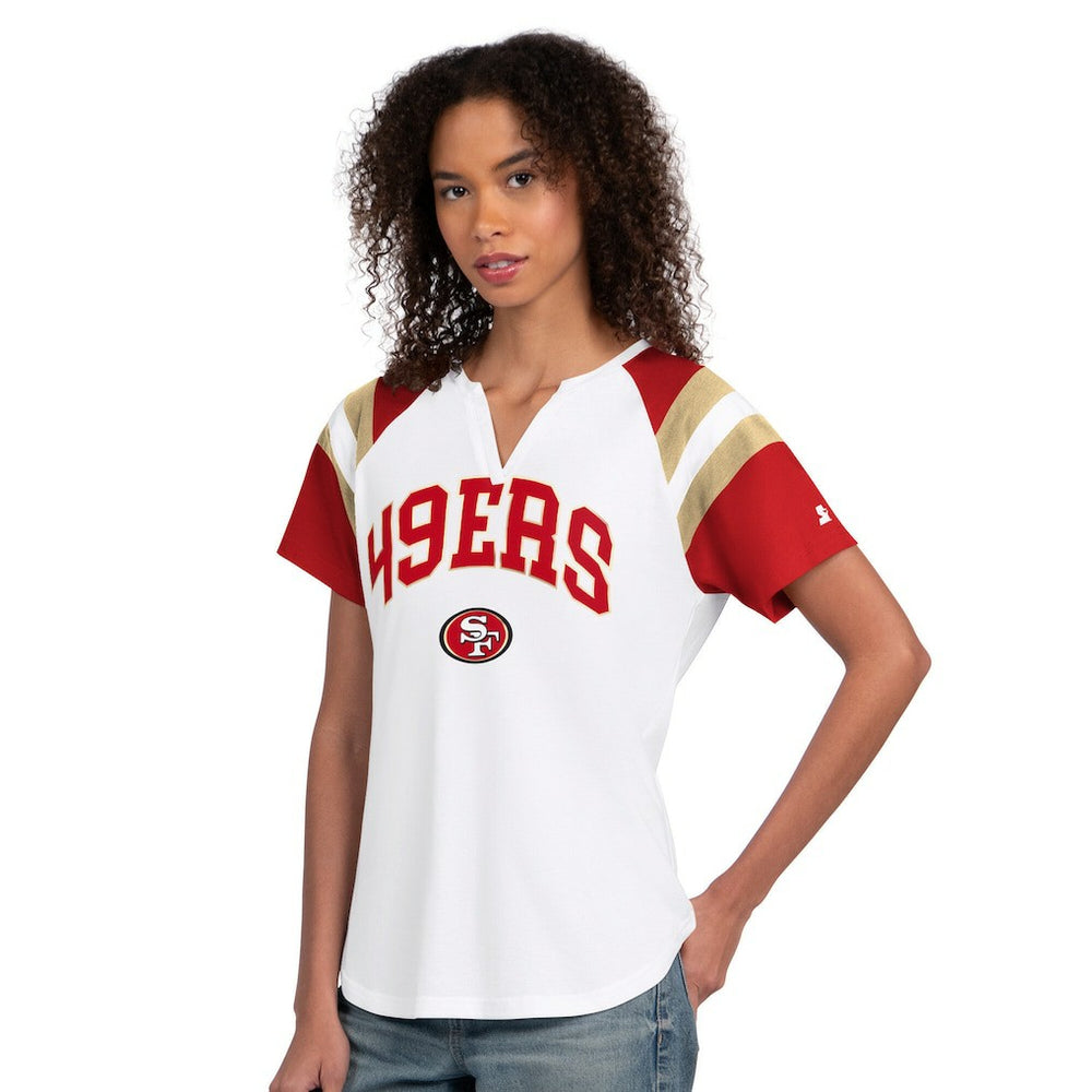 San Francisco 49ers Starter Women's Game On Notch Neck T-Shirt White