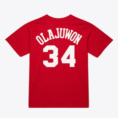Hakeem Olajuwon Houston Rockets Unisex Hardwood Classics Name & Number T-Shirt Red
