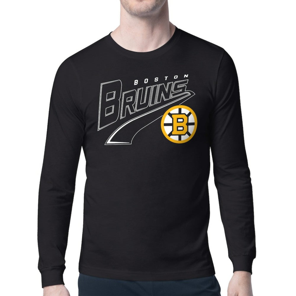 NHL Boston Bruins Starter Modern Tailsweep Long Sleeve T-Shirt - Black