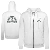 Atlanta Braves Levelwear Podium Chenille Logo Full-Zip Hoodie - White Hoodies