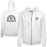 Miami Marlins Levelwear Podium Chenille Logo Full-Zip Hoodie - White Hoodies