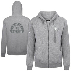 Colorado Rockies Levelwear Podium Chenille Logo Full-Zip Hoodie - Heather Gray Hoodies