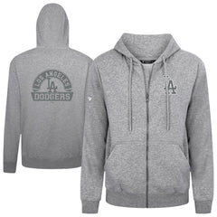 Los Angeles Dodgers Levelwear Podium Chenille Logo Full-Zip Hoodie - Heather Gray Hoodies