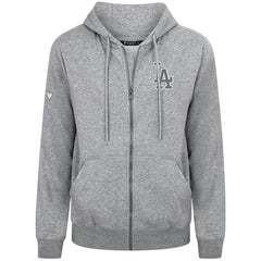 Los Angeles Dodgers Levelwear Podium Chenille Logo Full-Zip Hoodie - Heather Gray Hoodies
