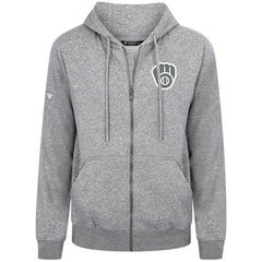 Milwaukee Brewers Levelwear Podium Banner Arch Full-Zip Hoodie - Heather Gray Hoodies