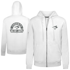 Toronto Blue Jays Levelwear Podium Banner Arch Full-Zip Hoodie - White Hoodies