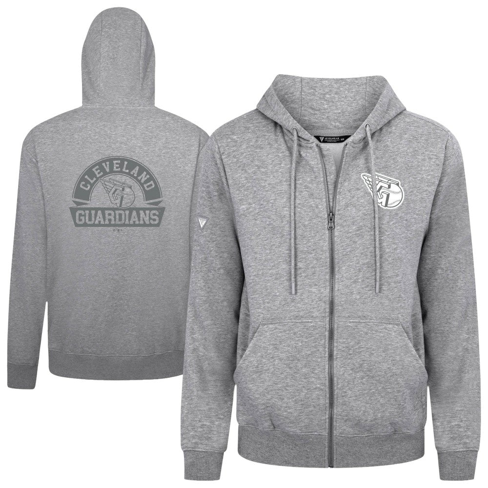 Cleveland Guardians Levelwear Podium Banner Arch Full-Zip Hoodie - Heather Gray Hoodies