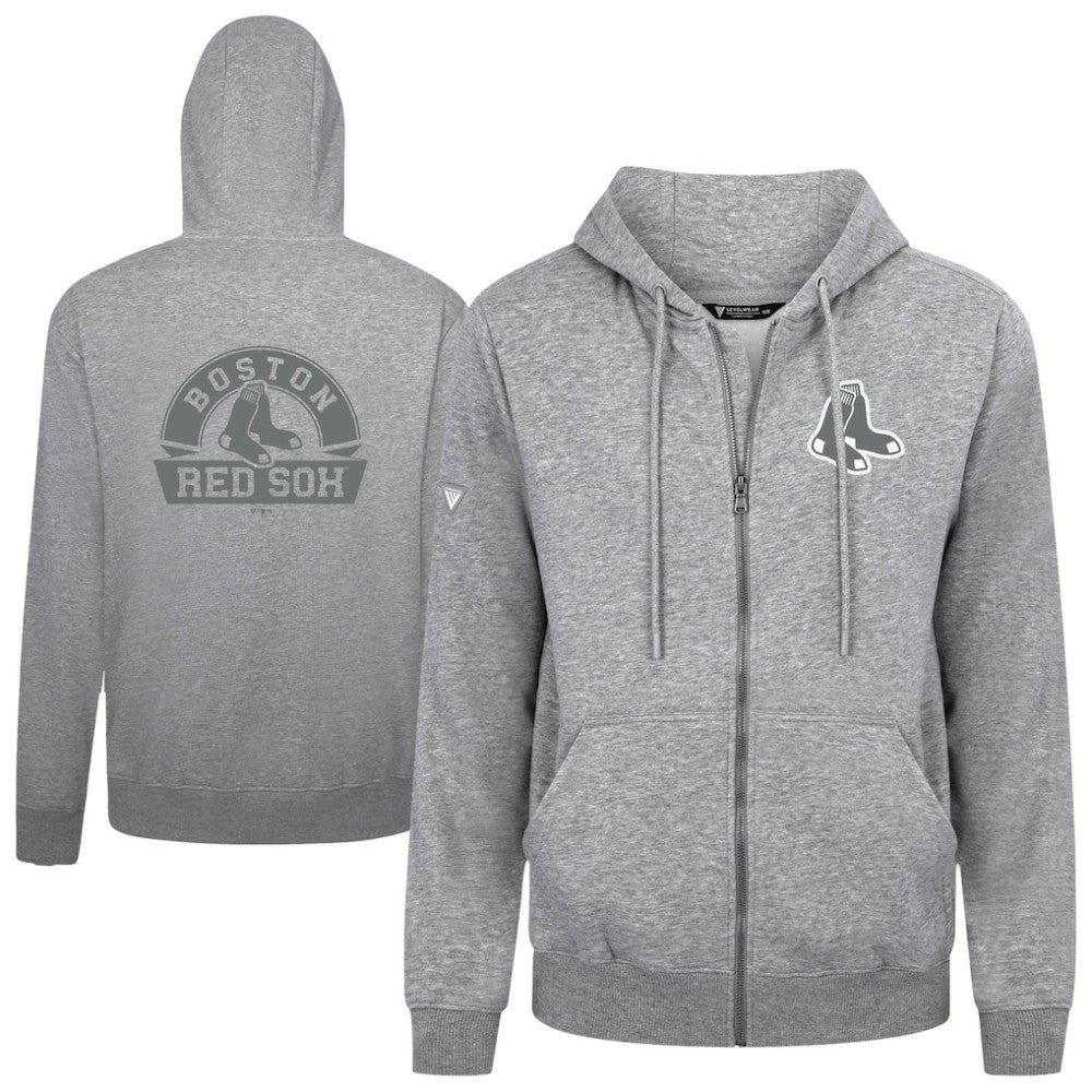 Boston Red Sox Levelwear Podium Banner Arch Full-Zip Hoodie - Heather Gray Hoodies