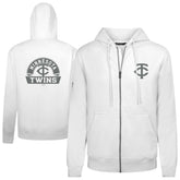 Minnesota Twins Levelwear Podium Banner Arch Full-Zip Hoodie - White Hoodies