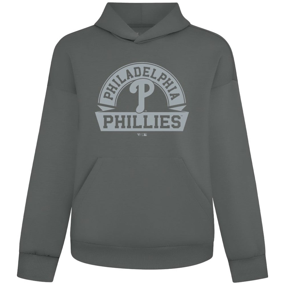 Philadelphia Phillies Levelwear Luxe Signature Banner Arch Tri-Blend Hoodie - Gray Hoodies