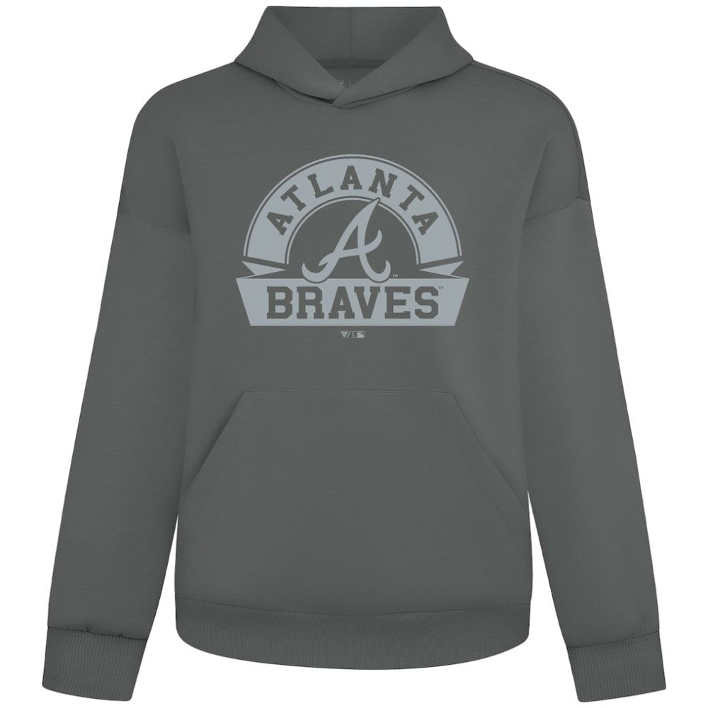 Atlanta Braves Levelwear Luxe Signature Banner Arch Tri-Blend Hoodie - Gray Hoodies