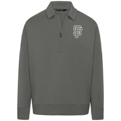 San Francisco Giants Levelwear Luxe Signature Quarter-Zip Chenille Logo Tri-Blend Sweatshirt - Gray Sweatshirts