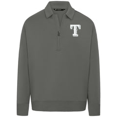 Texas Rangers Levelwear Luxe Signature Quarter-Zip Chenille Logo Tri-Blend Sweatshirt - Gray Sweatshirts