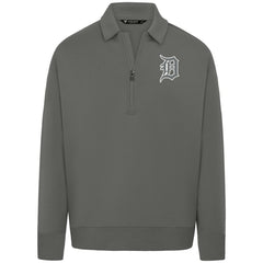 Detroit Tigers Levelwear Luxe Signature Quarter-Zip Chenille Logo Tri-Blend Sweatshirt - Gray Sweatshirts