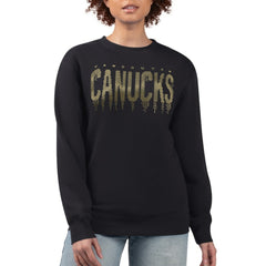 NHL Vancouver Canucks G-III 4Her by Carl Banks Women's Metallic Drop Printed Fleece Sweatshirt - Black